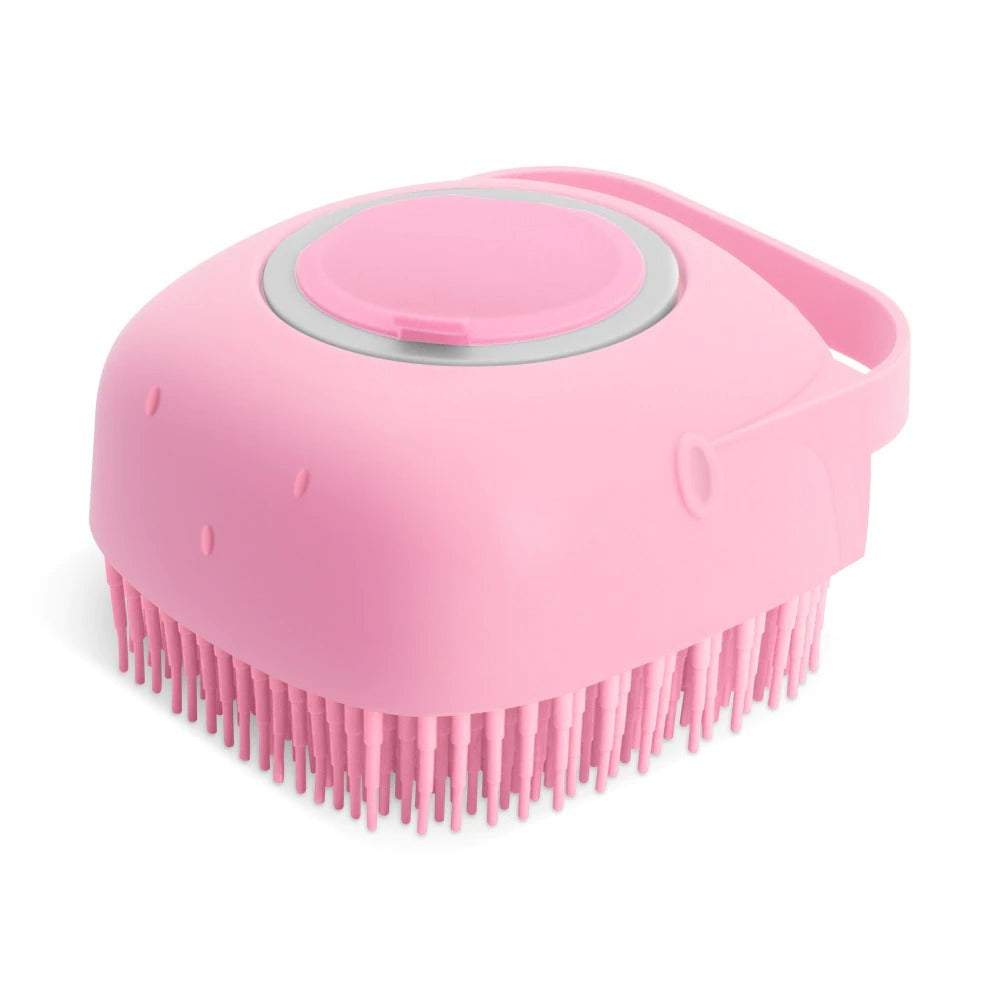 Silicone hondenshampoo massageborstel en scrubdispenser voor kort haar met zachte silicone borstelharen