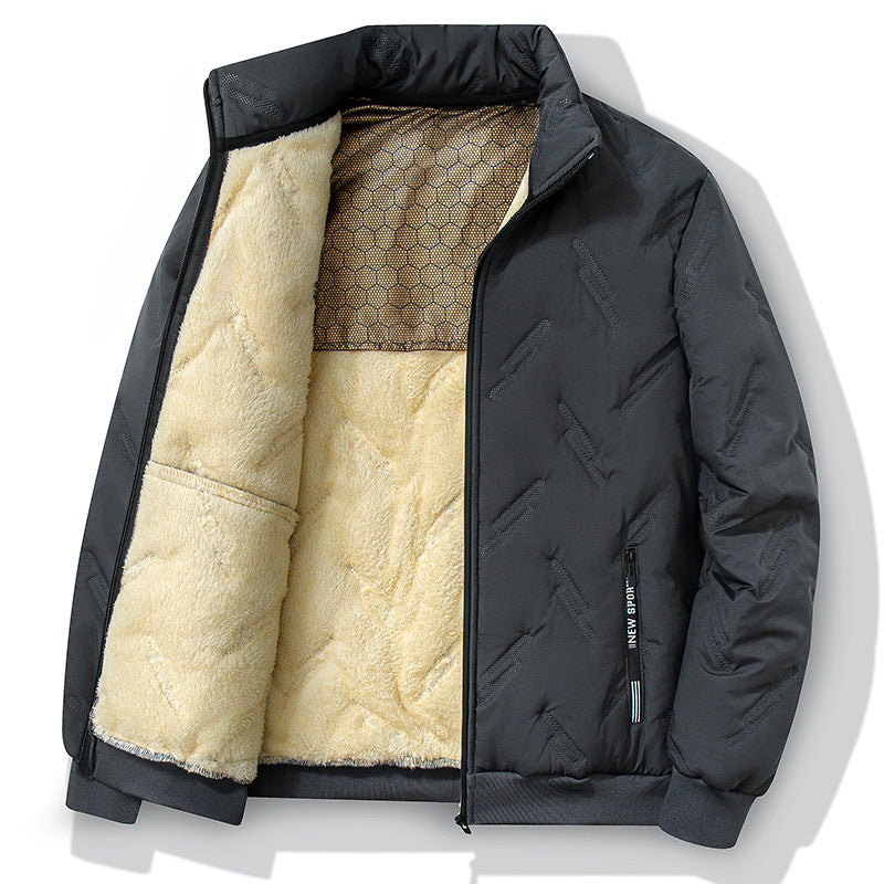 Nieuwe katoenen jas met grafeenontwerp, warme winterjas met dikke fleece, modieuze casual herenkleding Ritchy's Shop