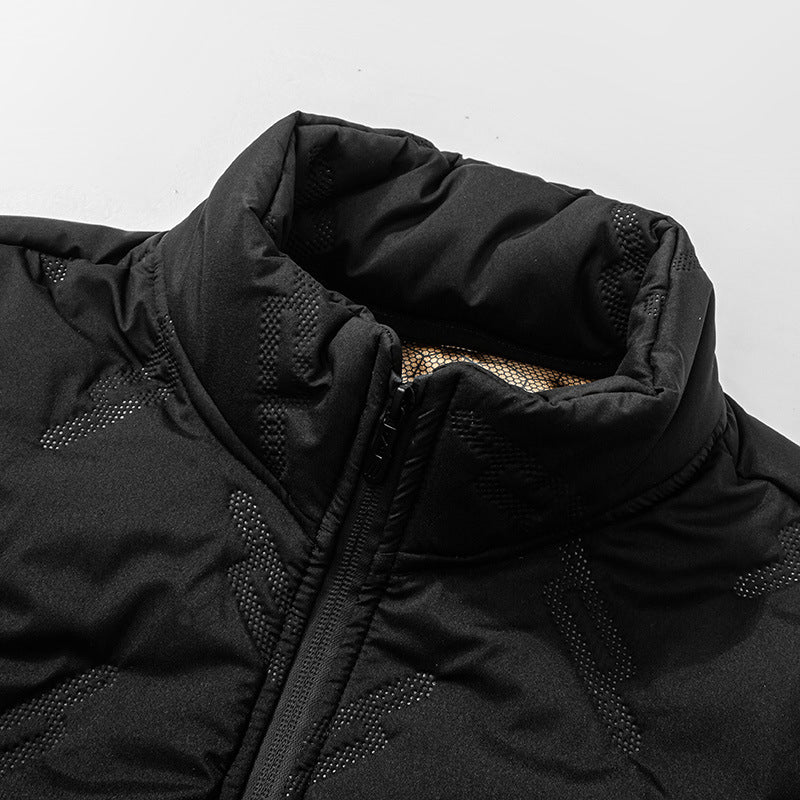Nieuwe katoenen jas met grafeenontwerp, warme winterjas met dikke fleece, modieuze casual herenkleding Ritchy's Shop