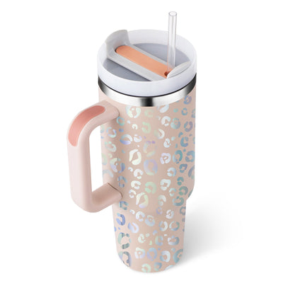 40 Oz Tumbler met handvat, rietje, geïsoleerd, roestvrij staal, morsbestendig, vacuüm koffiebeker, beker met deksel, taps toelopende mok, cadeaus voor Valentijnsliefhebbers, geschikt voor in de auto, sportschool, kantoor, reizen Ritchy's Shop