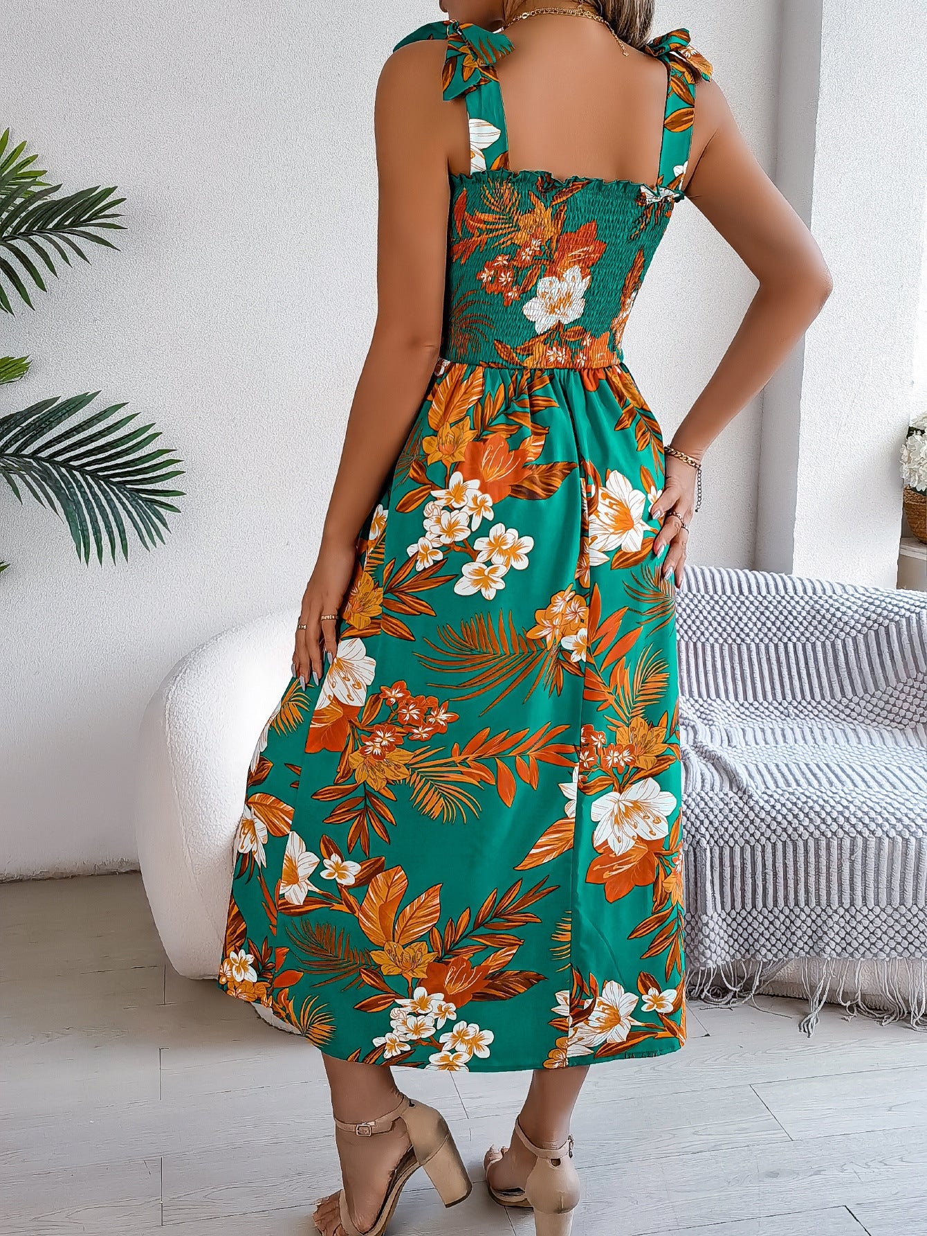 Bloemenprint jarretelle korset jurk in mode vakantie strand lange jurken zomerkleding voor vrouwen Nexora Store