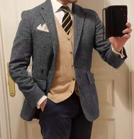 Nieuw herenpak visgraatjas casual slim fit Nexora Store