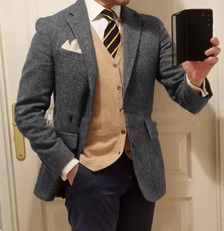 Nieuw herenpak visgraatjas casual slim fit Nexora Store