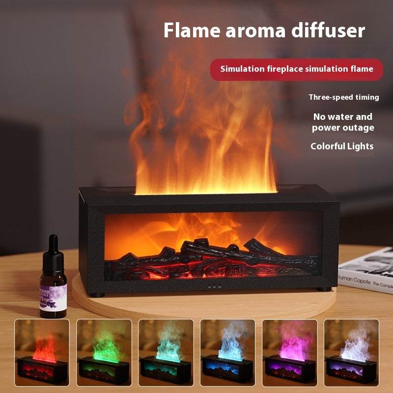 New Flame Aromatherapy Machine Colorful Essential Oil Diffuser Home Large Fog Volume Flame Humidifier 3D Flame Fireplace Machine Nexora Store