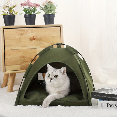 Kattententbed met verwijderbare, antislip zachte mat, draagbare tent voor katten en kleine honden, ademende, zelfkoelende mat voor honden en katten Ritchy's Shop