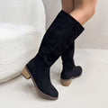 Chunky Heel Small Slim Suede Over The Knee Side Zipper Boots Nexora Store