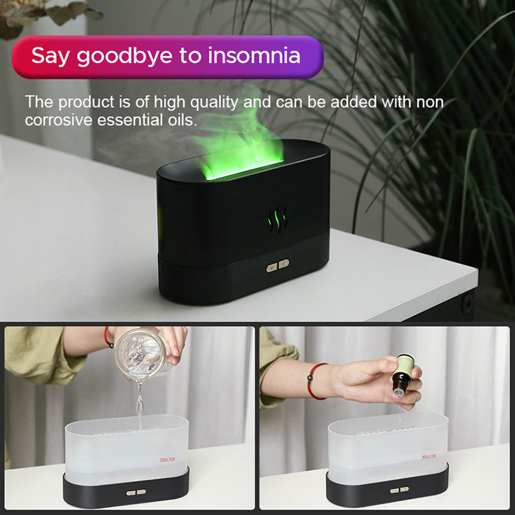 Best verkochte USB-ultrasonore vlambevochtiger (2022) met LED RGB-kleurrijke etherische olie, vuurvlam en aromaverspreider Nexora Store