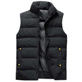 Zwarte heren herfst-winterjas slim fit zonder mouwen van polyestervezel