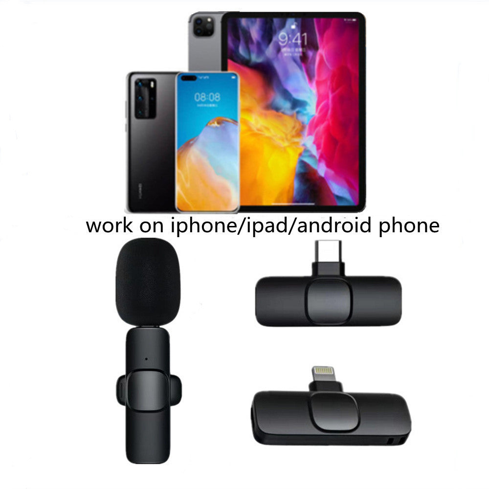 Draadloze Lavalier-microfoon, draagbare audio- en video-opnamemicrofoon voor iPhone en Android, lange batterijduur, live-uitzendingen en gaming Ritchy's Shop