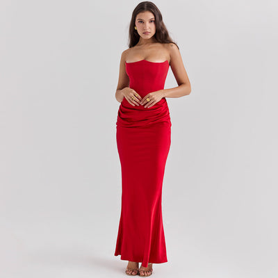 Slanke Tube Top Lange Jurk Sexy Mode Bandeau Rugloze Feestavondjurken Voor Vrouwen Kleding Nexora Store