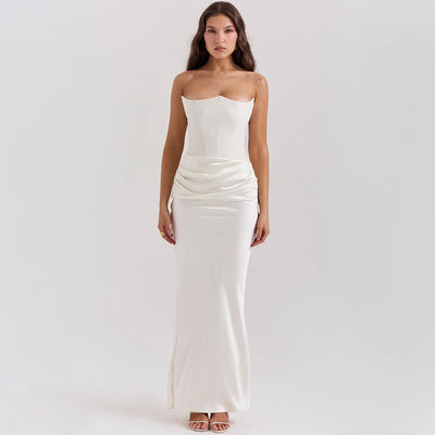 Slanke Tube Top Lange Jurk Sexy Mode Bandeau Rugloze Feestavondjurken Voor Vrouwen Kleding Nexora Store