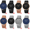 Fashion stainless steel men's analog quartz wrist watches with mesh bands in multiple colors