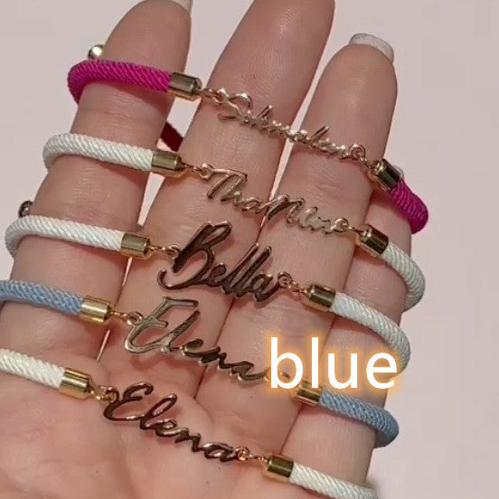 Gepersonaliseerde kleurrijke touwketting met aangepaste naamarmband, gepersonaliseerde verstelbare naamsieraden voor meisjes Nexora Store