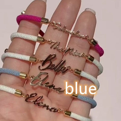 Gepersonaliseerde kleurrijke touwketting met aangepaste naamarmband, gepersonaliseerde verstelbare naamsieraden voor meisjes Nexora Store