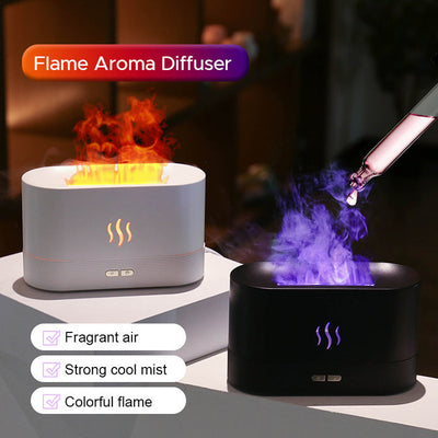 Best verkochte USB-ultrasonore vlambevochtiger (2022) met LED RGB-kleurrijke etherische olie, vuurvlam en aromaverspreider Nexora Store