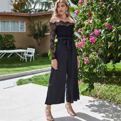Dames jumpsuit met wijde pijpen en off-neck Ritchy's Shop