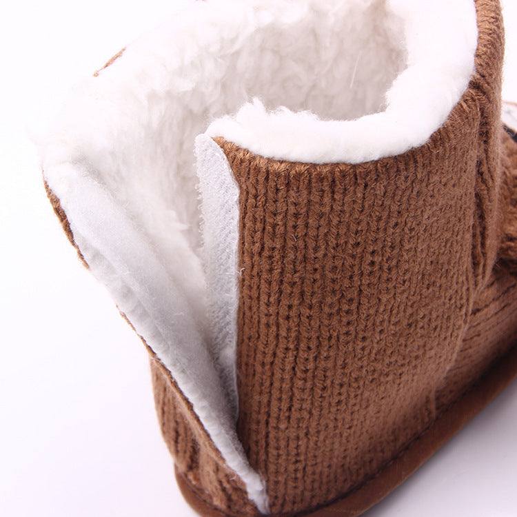 herfst winter nieuwe brown knitted winter boot with white fleece lining