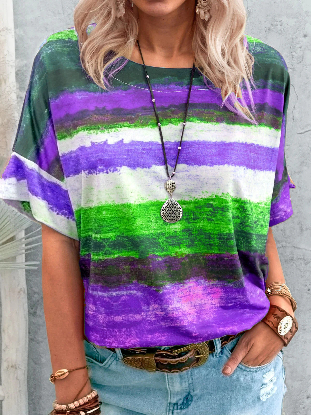 Dames T-shirt met korte mouwen en gradiëntcontrast Ritchy's Shop
