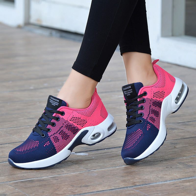 Vliegende geweven mesh damesschoenen sport casual ademen roze blauw