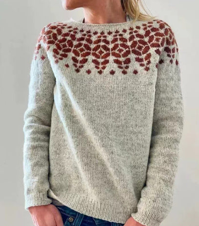 Damesmode ronde hals multicolor losse vrijetijds trui gebreide trui Ritchy's Shop
