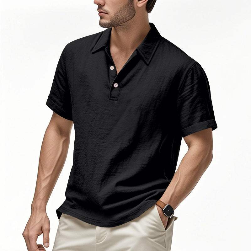 Heren Brits casual poloshirt met gesp en losse linnen revers Nexora Store