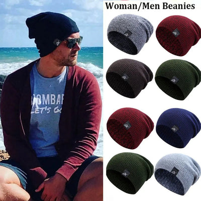 Unisex modieuze gebreide muts, winter wollen elastische muts voor buiten fietsen, kamperen, reizen winter muts acryl gebreide mutsen voor mannen vrouwen Ritchy's Shop