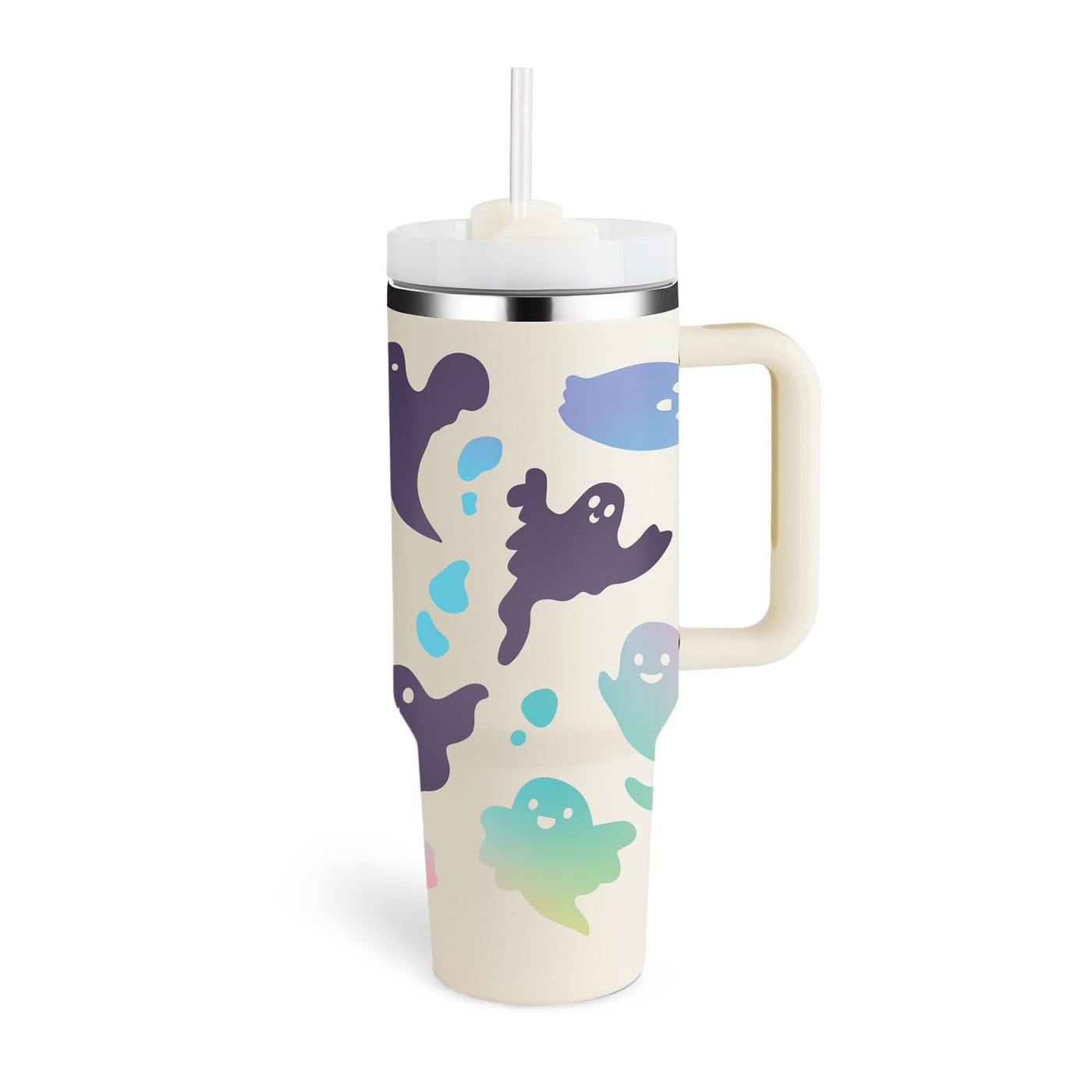 40 Oz Tumbler met handvat, rietje, geïsoleerd, roestvrij staal, morsbestendig, vacuüm koffiebeker, beker met deksel, taps toelopende mok, cadeaus voor Valentijnsliefhebbers, geschikt voor in de auto, sportschool, kantoor, reizen Ritchy's Shop