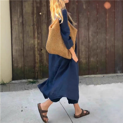 2 stuks lange mouwen pakken losse V-hals - lange top en hoge taille wijde broek met zakken Mijn winkel