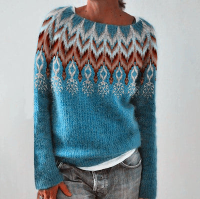 Damesmode ronde hals multicolor losse vrijetijds trui gebreide trui Ritchy's Shop
