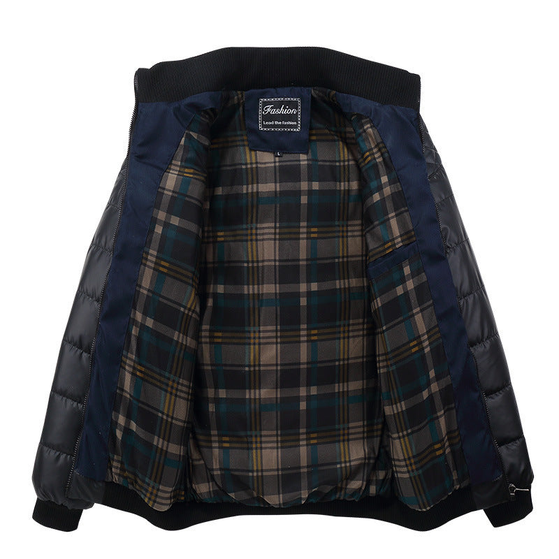 Herenkleding van katoen, Koreaanse versie van de effen stiksels, katoenen herenkraag voor mannen van middelbare leeftijd, zelfontplooiingskraag Nexora Store