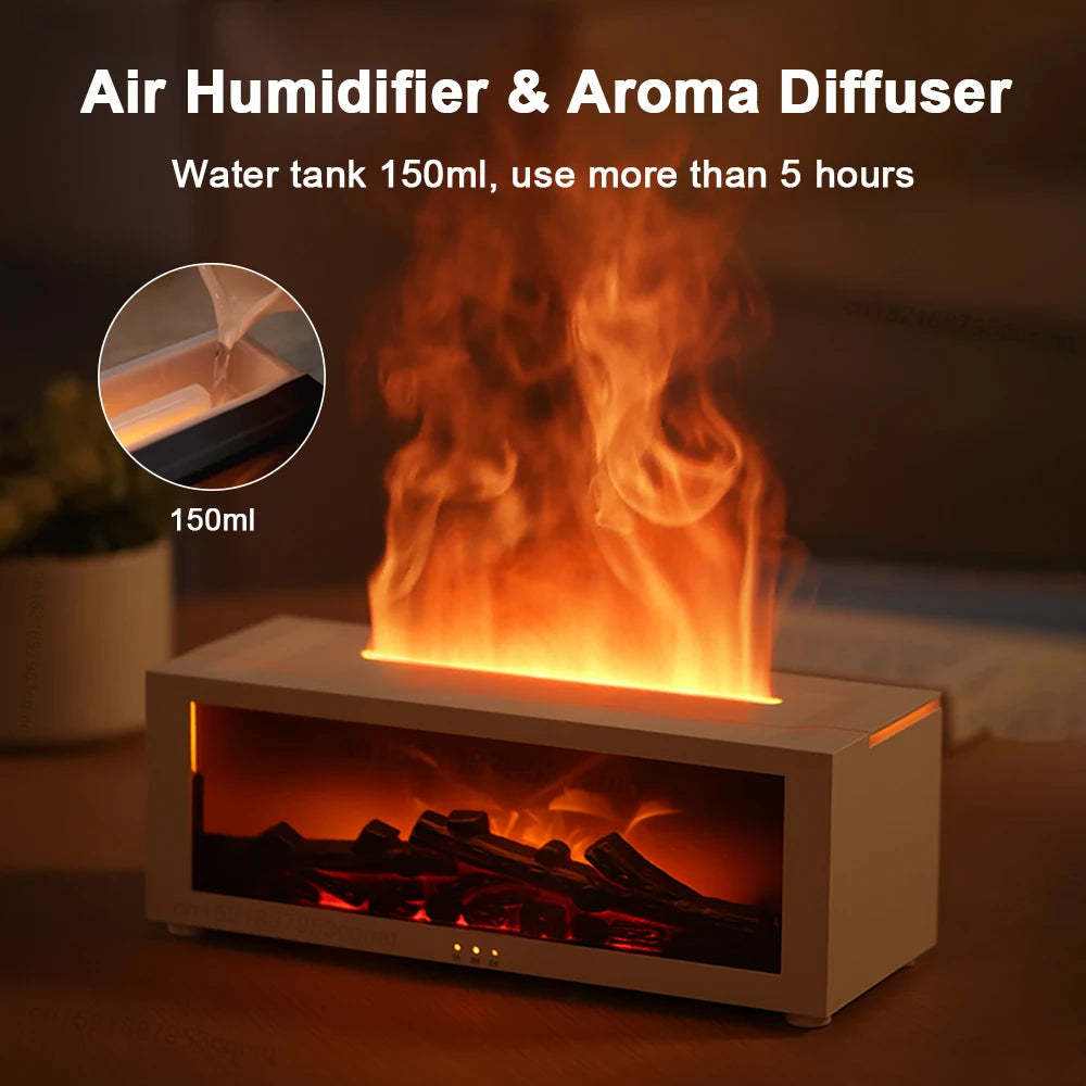 New Flame Aromatherapy Machine Colorful Essential Oil Diffuser Home Large Fog Volume Flame Humidifier 3D Flame Fireplace Machine Nexora Store