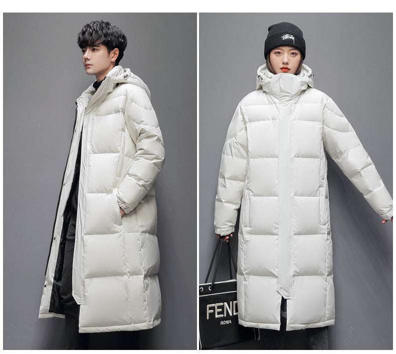 Long black padded winter coat with hood for men Chinese Drama Lovers style
