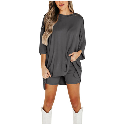 Zomer Shorts Pak Mode Losse Korte Mouwen T-shirt En Slanke Strakke Broek Dameskleding Ritchy's Shop