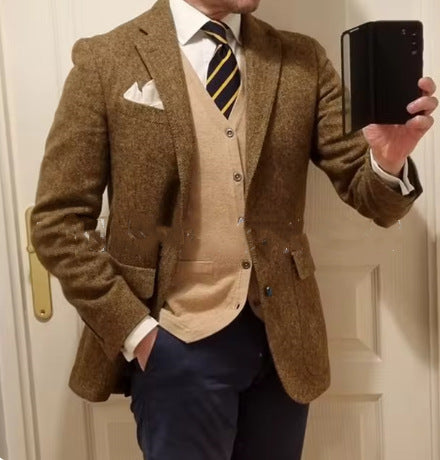 Nieuw herenpak visgraatjas casual slim fit Nexora Store
