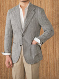 Katoenen en linnen visgraat zakelijke herenjas met halve voering Ritchy's Shop