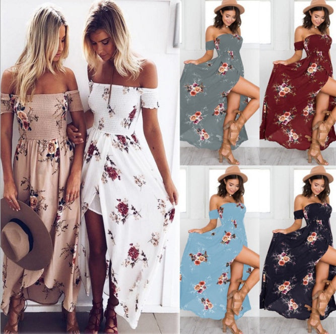 Boho-stijl lange jurk voor dames, off-shoulder strand zomerjurken Nexora Store