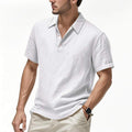 Heren Brits casual poloshirt met gesp en losse linnen revers Nexora Store