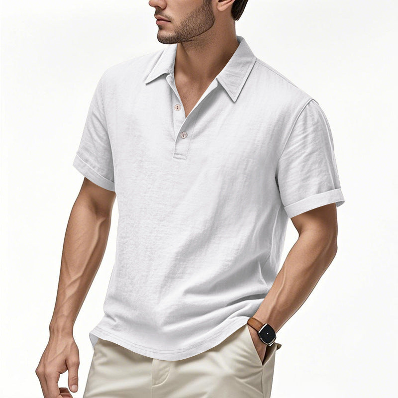 Heren Brits casual poloshirt met gesp en losse linnen revers Nexora Store