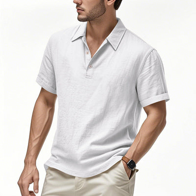 Heren Brits casual poloshirt met gesp en losse linnen revers Nexora Store