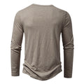 Men's Long-sleeved T-shirt Fashion Casual Solid Color Pullover Button Top Autumn And Spring Clothing Nexora Store