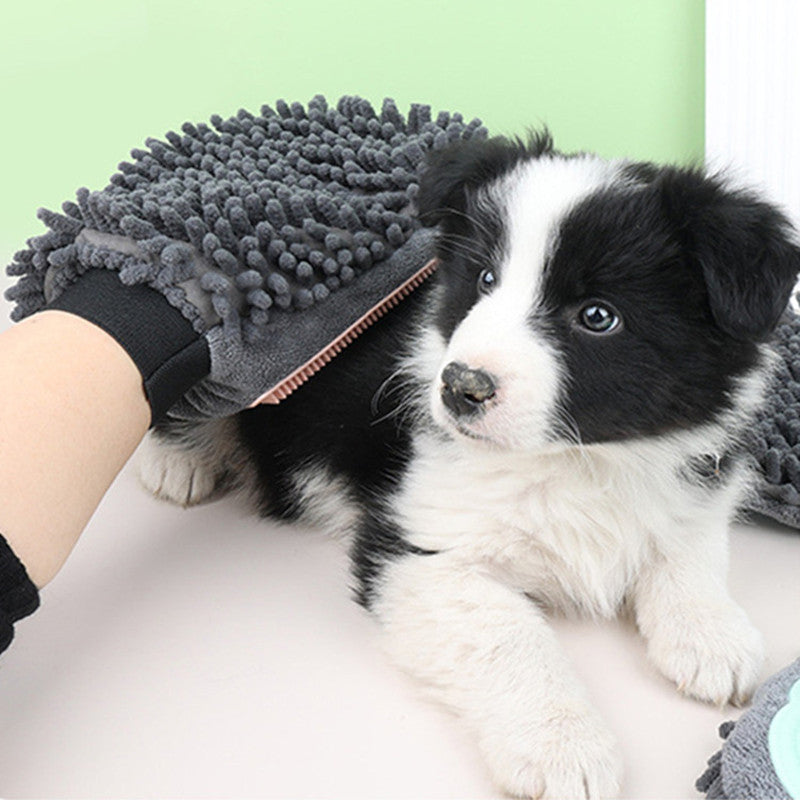 2-in-1 verzorgingshandschoen voor huisdieren, elegante hondenverzorgingstool voor borstelen, masseren en drogen, verzorgingsset voor honden en katten, 2-zijdige badborstel, reinigings- en massagehandschoen Ritchy's Shop