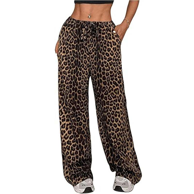 Casual broek met lage taille en luipaardprint voor alle wedstrijden Ritchy's Shop