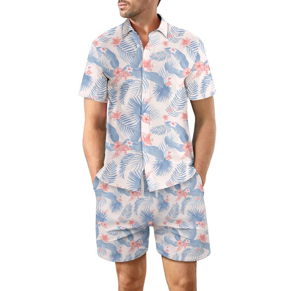 Europese maat heren casual los overhemd Hawaii Seaside 3D digitaal printen strand korte mouwen shorts Ritchy's Shop