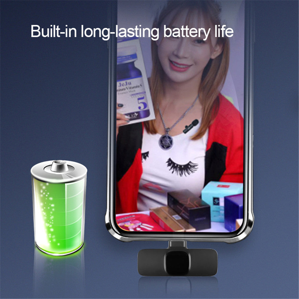 Draadloze Lavalier-microfoon, draagbare audio- en video-opnamemicrofoon voor iPhone en Android, lange batterijduur, live-uitzendingen en gaming Ritchy's Shop