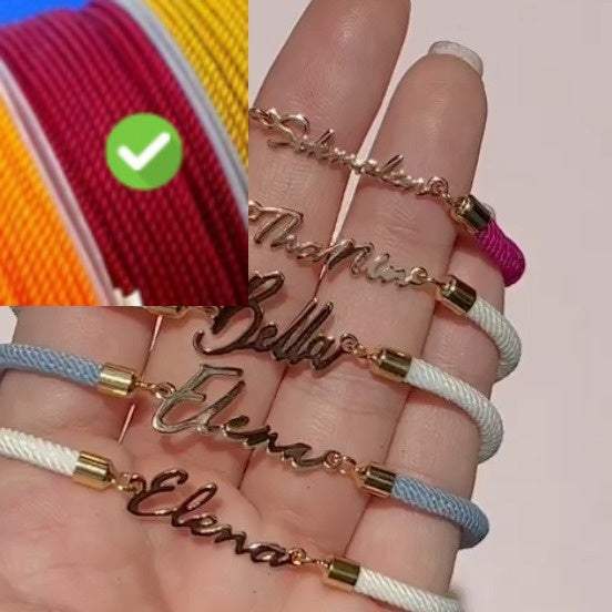 Gepersonaliseerde kleurrijke touwketting met aangepaste naamarmband, gepersonaliseerde verstelbare naamsieraden voor meisjes Nexora Store