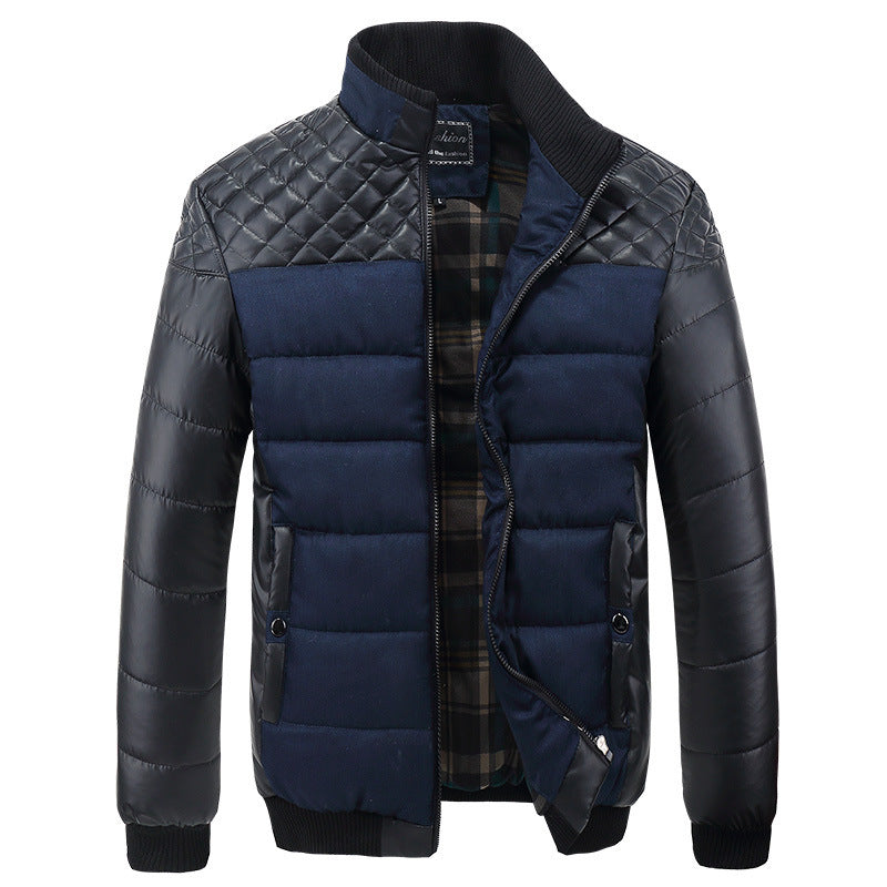 Herenkleding van katoen, Koreaanse versie van de effen stiksels, katoenen herenkraag voor mannen van middelbare leeftijd, zelfontplooiingskraag Nexora Store
