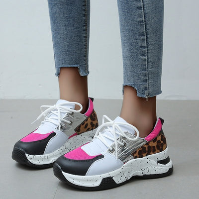 Luipaardprint Sneakers Dames Veterschoenen Wandel- en Hardloopschoenen Sportschoenen Nexora Store