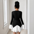 Lange mouwen contrasterende rok patchwork geplooide jurk Nexora Store