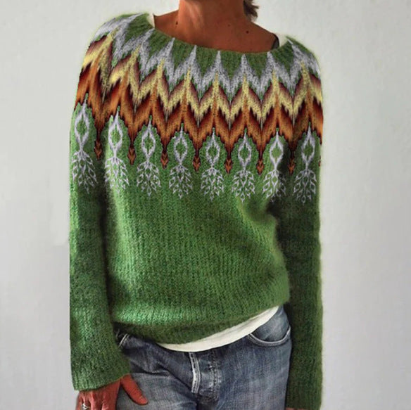 Damesmode ronde hals multicolor losse vrijetijds trui gebreide trui Ritchy's Shop