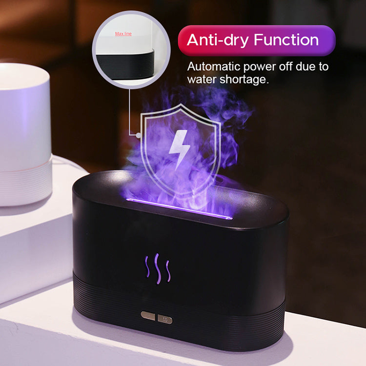 Best verkochte USB-ultrasonore vlambevochtiger (2022) met LED RGB-kleurrijke etherische olie, vuurvlam en aromaverspreider Nexora Store